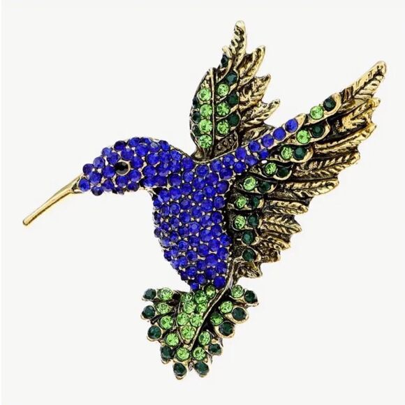 💙 Betsey Johnson crystal hummingbird brooch 💙 - Picture 1 of 6